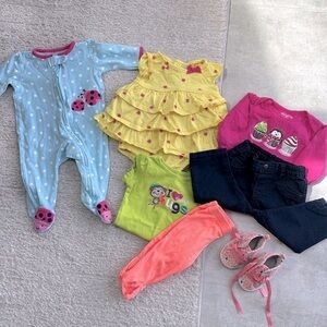 8 Piece Girl's Children's Place, Carter's, Jumping Beans Mix & Match Bundle-3-6M